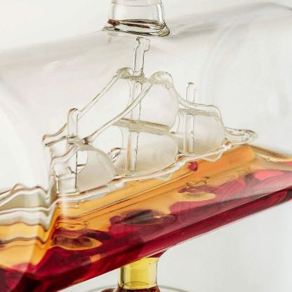 Whiskey Decanter Set, Liquor Dispenser for Home Bar, Crystal Glass - 1250ml Ship & 2 Whiskey Glasses Beautiful Stand Fathers Day, Gift for Dad, Husband-Wildvoy