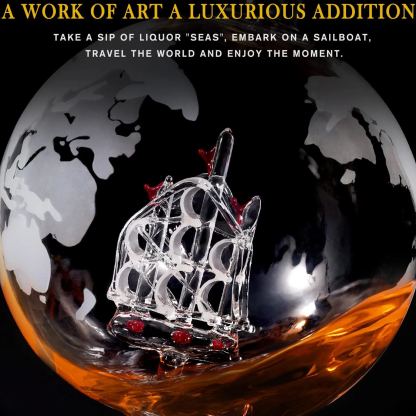 Whiskey Decanter Globe Set with 2 Ball Stones & 2 Glasses