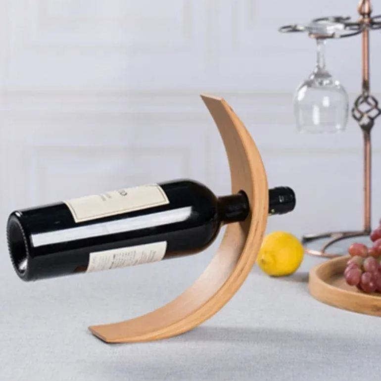 Wooden Balance Wine Rack Bamboo Wine Decoration Village Stand Decoration 
