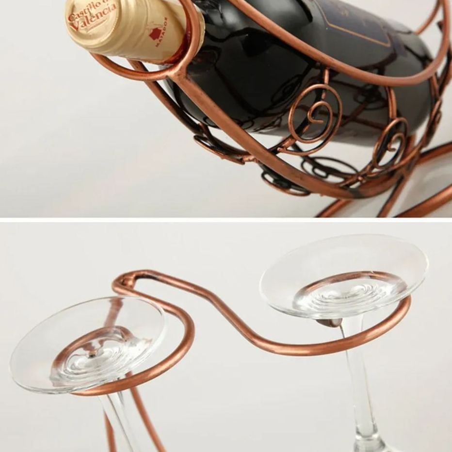 Vintage Wine Holder Bottle Metal Bracket Display Stand Wine Glass Storage Rack Organizer Hanging Type Bar Home Decoration-Wildvoy
