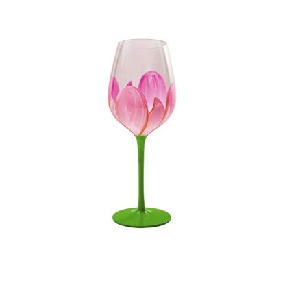 Hand-Painted Flowers Wine Glass Household Painted Goblet Crystal Champagne Drinkware