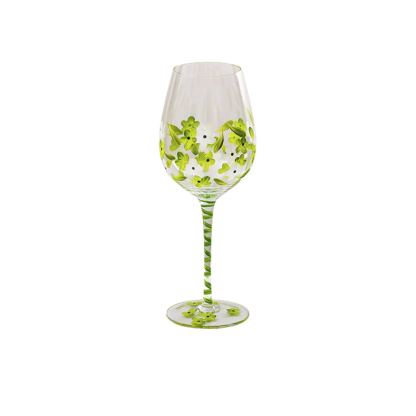 Hand-Painted Flowers Wine Glass Household Painted Goblet Crystal Champagne Drinkware