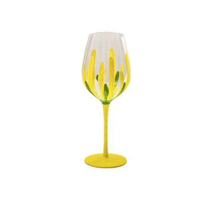 Hand-Painted Flowers Wine Glass Household Painted Goblet Crystal Champagne Drinkware
