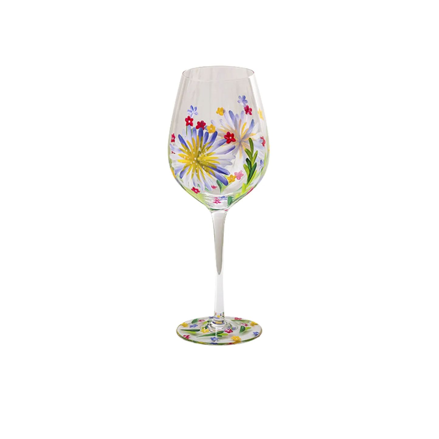 Hand-Painted Flowers Wine Glass Household Painted Goblet Crystal Champagne Drinkware