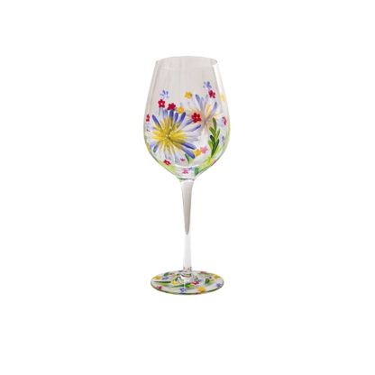 Hand-Painted Flowers Wine Glass Household Painted Goblet Crystal Champagne Drinkware