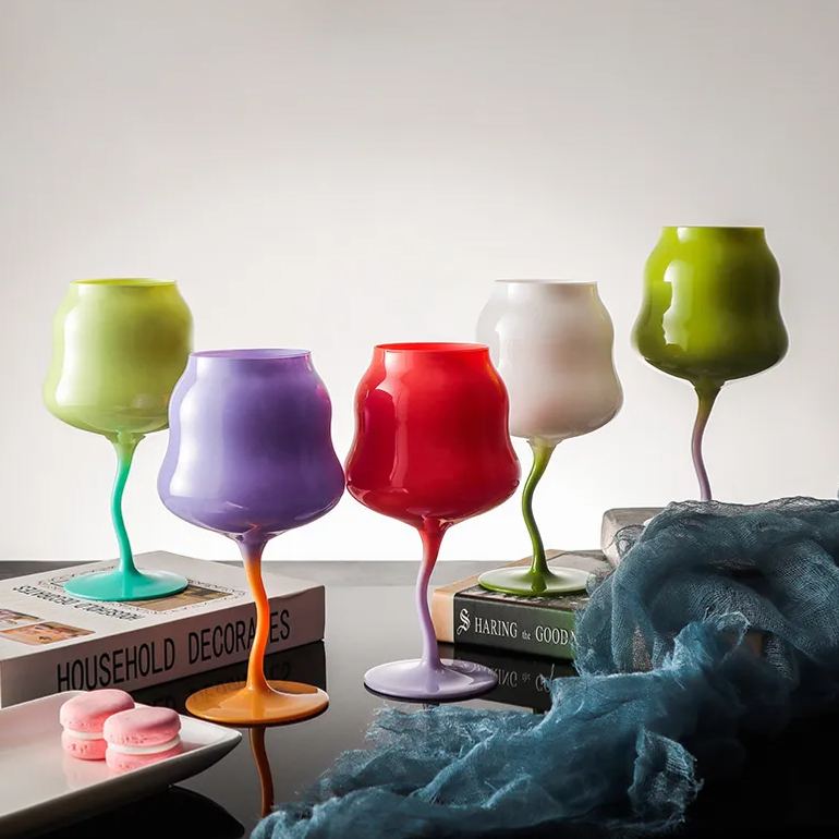 Cream Tumbler Crystal Glass Macaron Goblets Colored Wine Glass Candy Vintage  Wine Cup