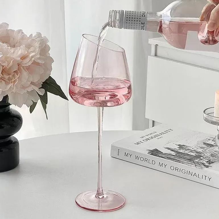 Pink Flamingo Slanted Lipstick Wine Glass Sweet Wine Glass High Value Luxury Home Goblet Wine Champagne Glass Cup Wedding Gift-Wildvoy