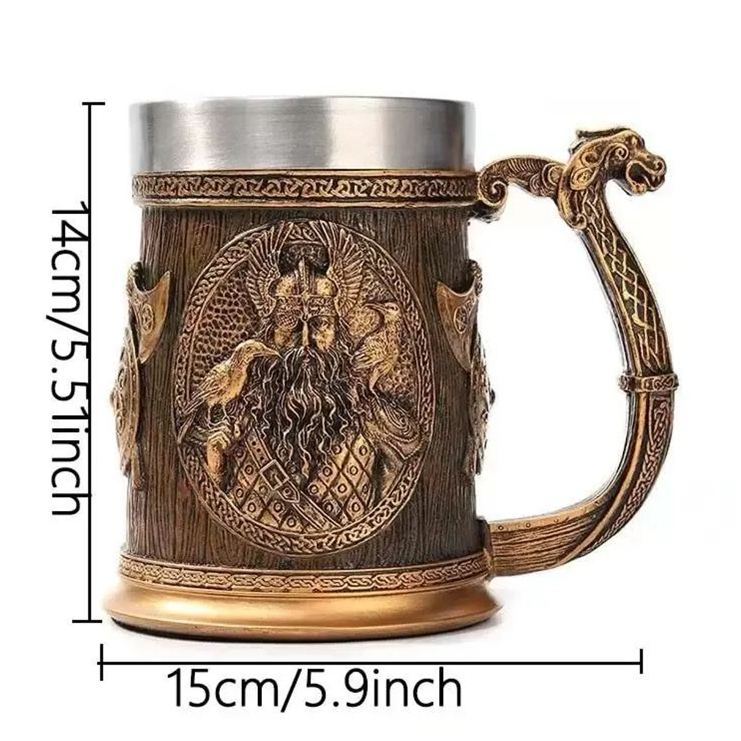 Medieval Vintage Beer Cup Personalized Viking Mug Large Capacity Retro Water Cup Norse Mythology Coffee Cup-Wildvoy