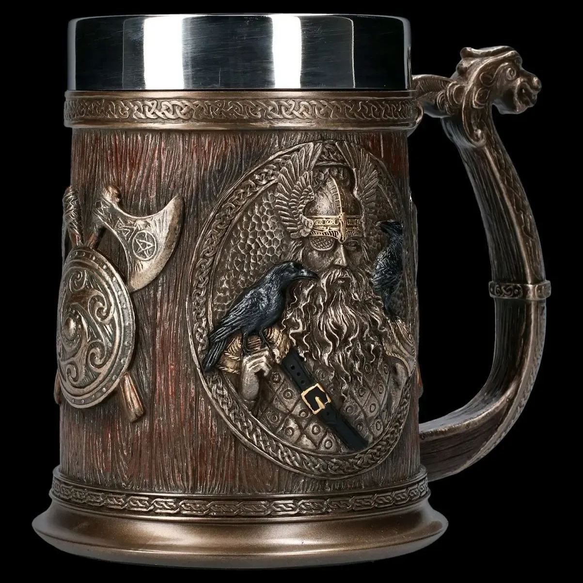 Medieval Vintage Beer Cup Personalized Viking Mug Large Capacity Retro Water Cup Norse Mythology Coffee Cup-Wildvoy