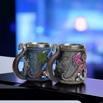 Dragon Cup Beer Glass 3D Viking Dragon Beer Mug Coffee Cup Stainless Steel Viking Drinking Mug
