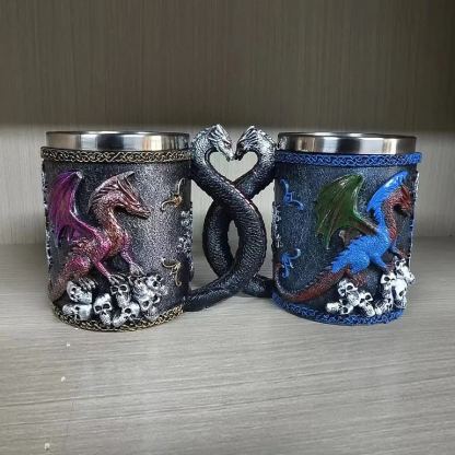 Dragon Cup Beer Glass 3D Viking Dragon Beer Mug Coffee Cup Stainless Steel Viking Drinking Mug