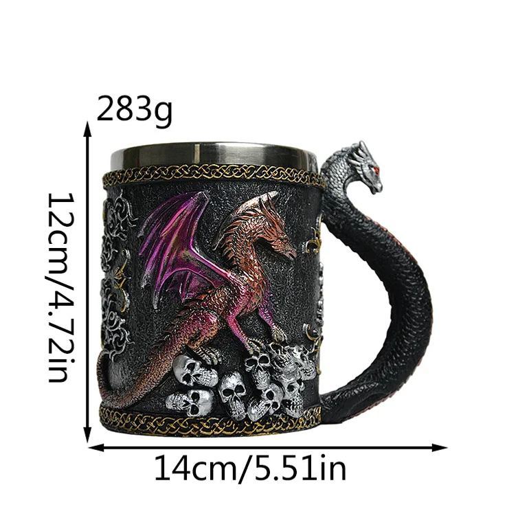 Dragon Cup Beer Glass 3D Viking Dragon Beer Mug Coffee Cup Stainless Steel Viking Drinking Mug