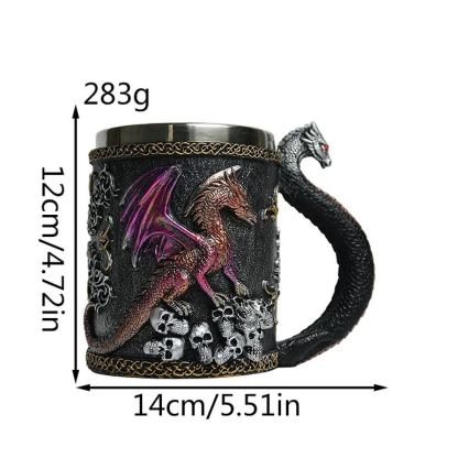 Dragon Cup Beer Glass 3D Viking Dragon Beer Mug Coffee Cup Stainless Steel Viking Drinking Mug