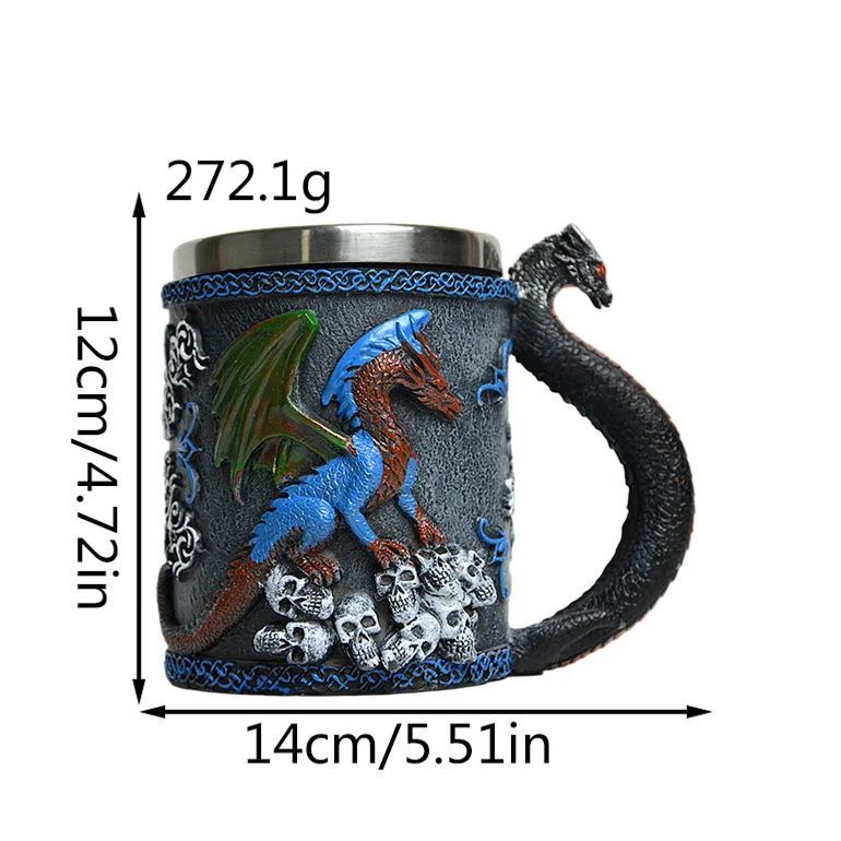 Dragon Cup Beer Glass 3D Viking Dragon Beer Mug Coffee Cup Stainless Steel Viking Drinking Mug