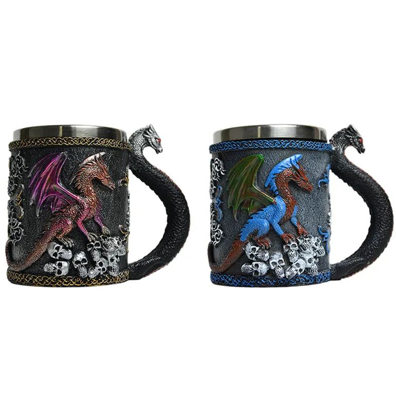 Dragon Cup Beer Glass 3D Viking Dragon Beer Mug Coffee Cup Stainless Steel Viking Drinking Mug