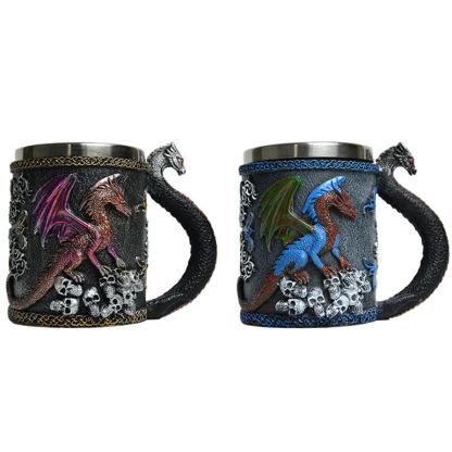 Dragon Cup Beer Glass 3D Viking Dragon Beer Mug Coffee Cup Stainless Steel Viking Drinking Mug