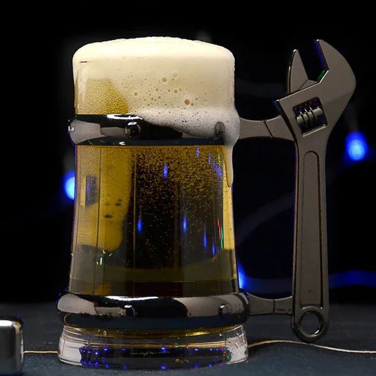 Large capacity clear crystal glass glass set Bar belt handle personalized draft beer cup 1 sold