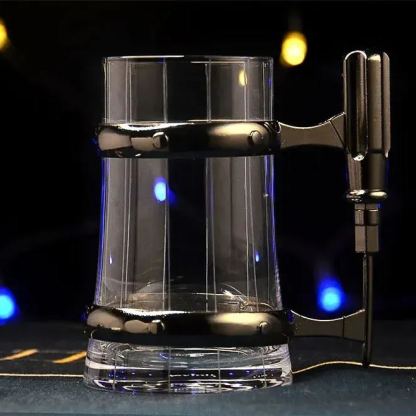 Large capacity clear crystal glass glass set Bar belt handle personalized draft beer cup 1 sold