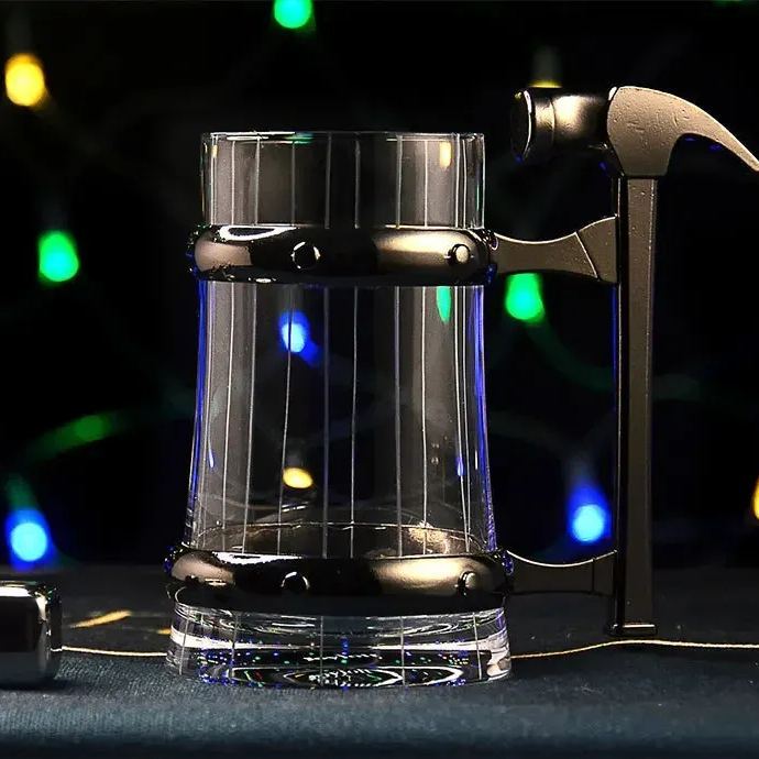 Large capacity clear crystal glass glass set Bar belt handle personalized draft beer cup 1 sold