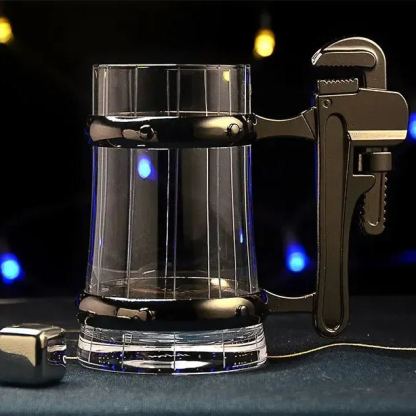 Large capacity clear crystal glass glass set Bar belt handle personalized draft beer cup 1 sold