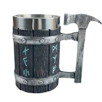 Viking Vintage Oak Barrel Beer Mug Stein with Stainless Steel Liner Coffee Cup Tea Mug Large Capacity Mug -Wildvoy