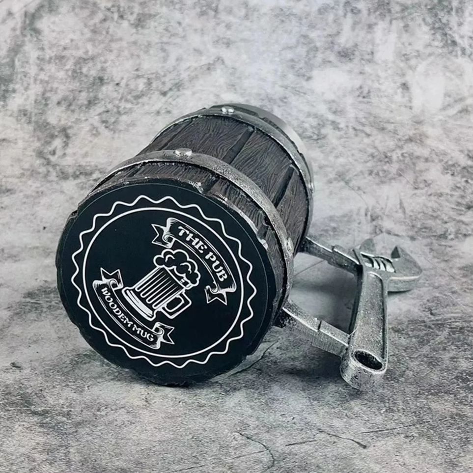 Viking Vintage Oak Barrel Beer Mug Stein with Stainless Steel Liner Coffee Cup Tea Mug Large Capacity Mug -Wildvoy