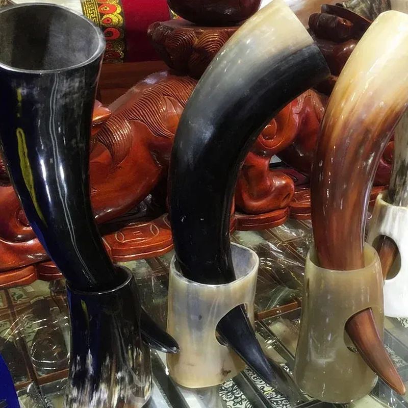 Handicrafts Real Viking Drinking Horn Mug Stand Cups Home Ale Beer Wine Whisky Goblet Chalice Tankard Vessels-Wildvoy