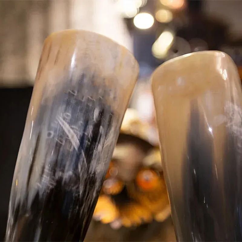 Handicrafts Real Viking Drinking Horn Mug Stand Cups Home Ale Beer Wine Whisky Goblet Chalice Tankard Vessels-Wildvoy
