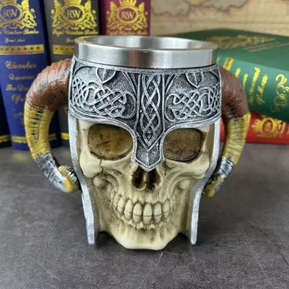 Skull Cup Beer Glass 3D Viking Skull Beer Mug Coffee Cup Stainless Steel Viking Drinking Mug