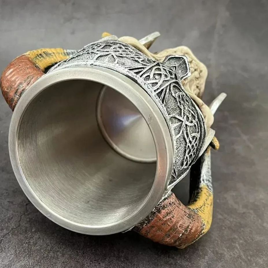 Skull Cup Beer Glass 3D Viking Skull Beer Mug Coffee Cup Stainless Steel Viking Drinking Mug