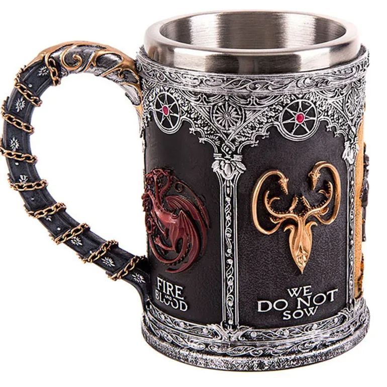 Medieval Viking Mug 3D Gothic Sculpture Beer Mugs Vintage Goblet Pewter Tankards