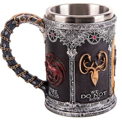 Medieval Viking Mug 3D Gothic Sculpture Beer Mugs Vintage Goblet Pewter Tankards