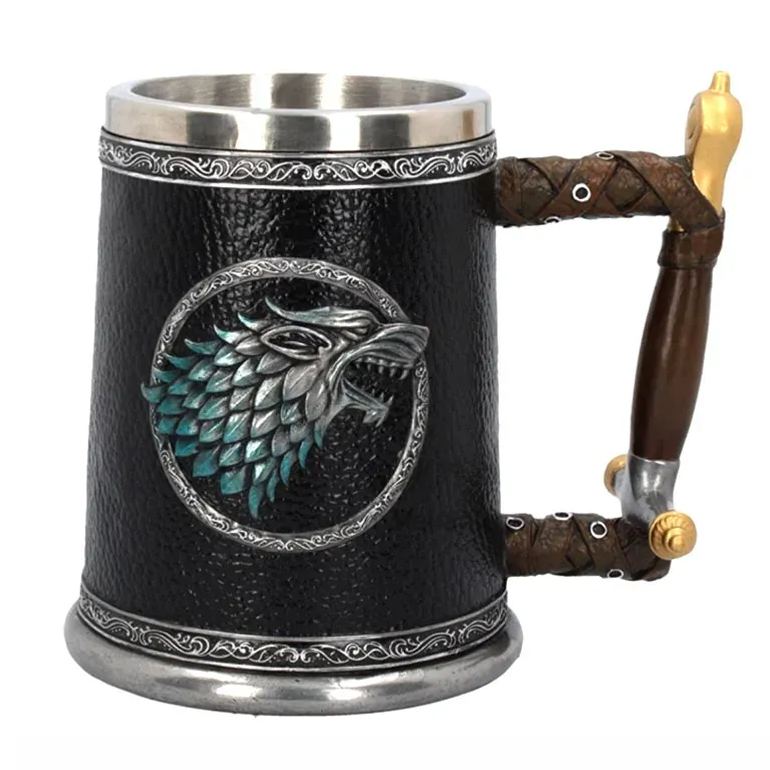 Medieval Viking Mug 3D Gothic Sculpture Beer Mugs Vintage Goblet Pewter Tankards