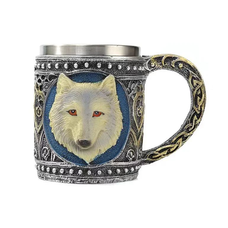 Medieval Viking Mug 3D Gothic Sculpture Beer Mugs Vintage Goblet Pewter Tankards