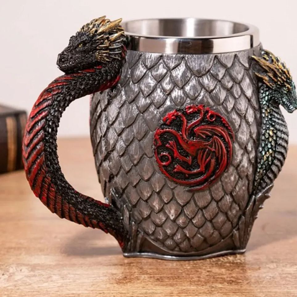 Medieval Viking Mug 3D Gothic Sculpture Beer Mugs Vintage Goblet Pewter Tankards