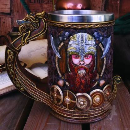 Medieval Viking Mug 3D Gothic Sculpture Beer Mugs Vintage Goblet Pewter Tankards
