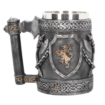 Medieval Viking Mug 3D Gothic Sculpture Beer Mugs Vintage Goblet Pewter Tankards