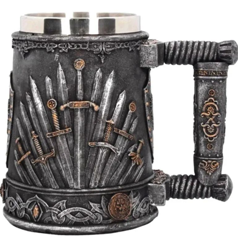 Medieval Viking Mug 3D Gothic Sculpture Beer Mugs Vintage Goblet Pewter Tankards