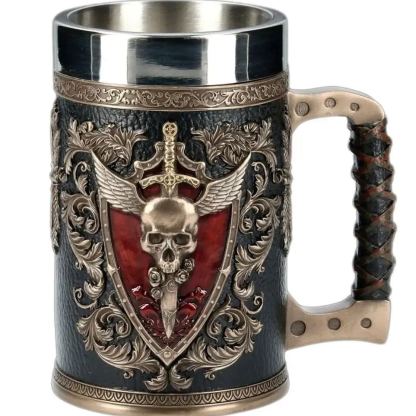 Medieval Viking Mug 3D Gothic Sculpture Beer Mugs Vintage Goblet Pewter Tankards