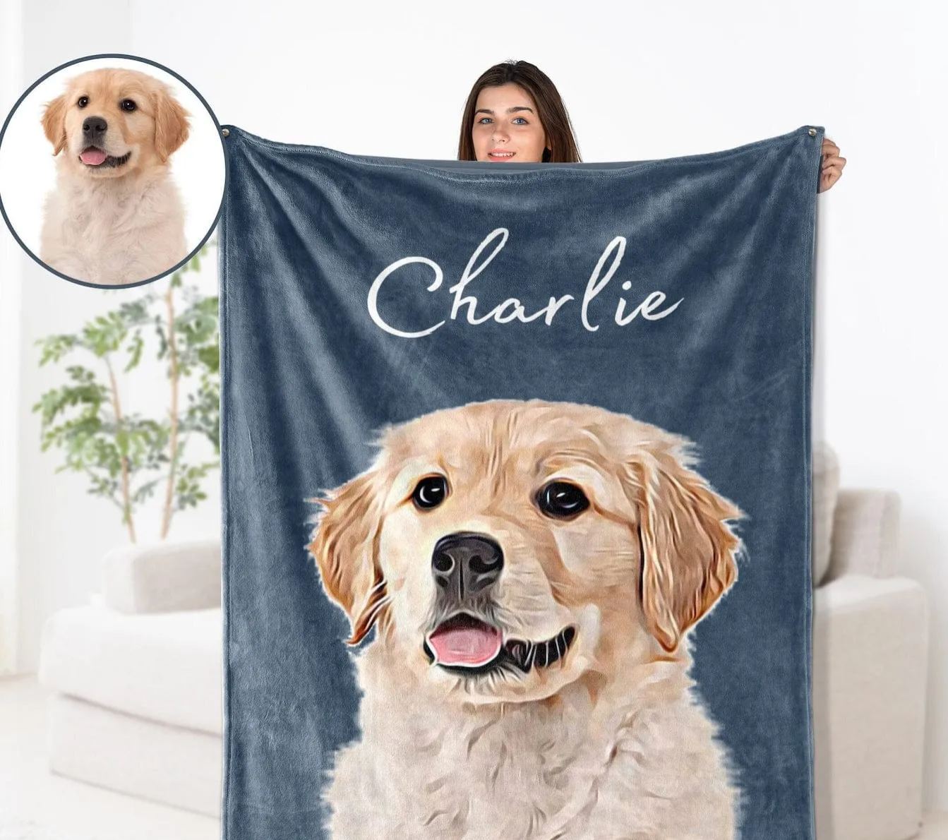 GeckoCustom Custom Dog Cat Photo Oil Painting Blanket TA29 889901 Cozy Plush Fleece / VPS 30 x 40 Inches (baby size) / 1 Image