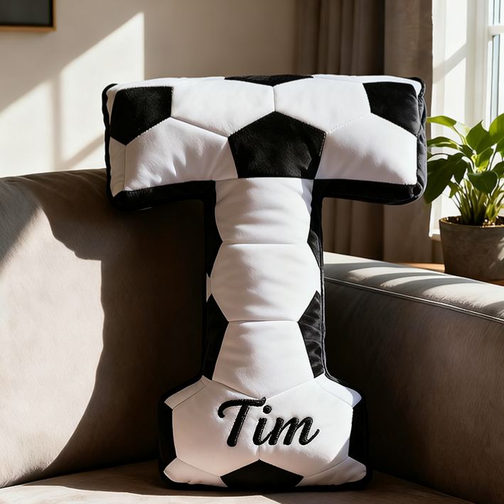Personalized Soccer Ball Letter Pillow with Custom Name Design