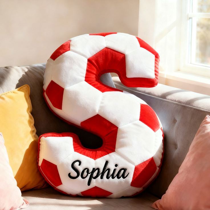 Personalized Soccer Ball Letter Pillow with Custom Name Design