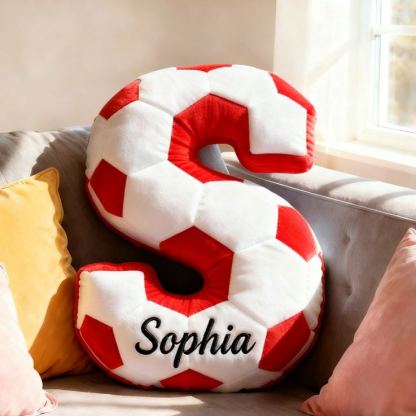 Personalized Soccer Ball Letter Pillow with Custom Name Design