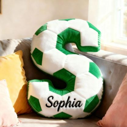 Personalized Soccer Ball Letter Pillow with Custom Name Design