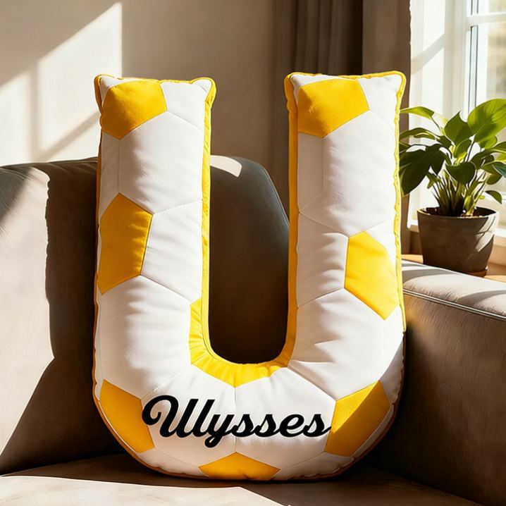 Personalized Soccer Ball Letter Pillow with Custom Name Design