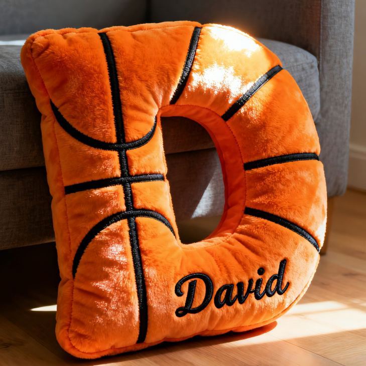 Personalized Graphic3DPrint Basketball Letter Shaped Pillow with Custom Name for Sports Fans