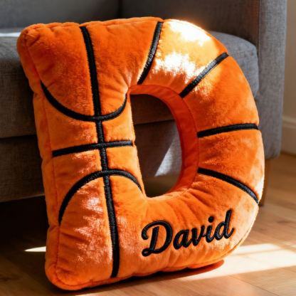 Personalized Graphic3DPrint Basketball Letter Shaped Pillow with Custom Name for Sports Fans