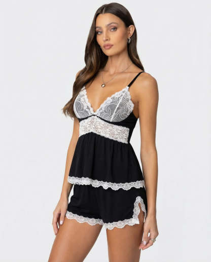 High Slit Lacy Short 2-Piece Set