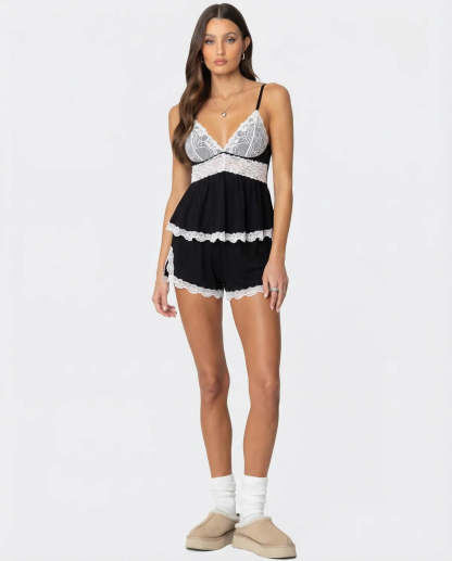 High Slit Lacy Short 2-Piece Set