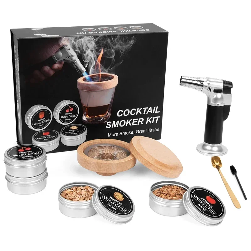 Whiskey Cocktail Smoker Kit with Torch Old Fashioned Kit Drink Smoker  for  Bourbon Brandy Wine 